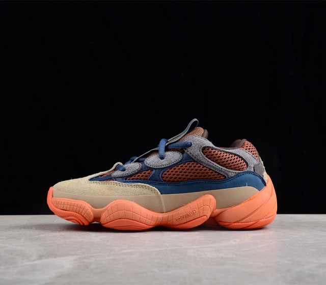 Get金标黑扣 Adidas Yeezy500 ENflam饿 蓝橙色GZ5541 Size 36 36.5 37 38 38.5 39 40 40.5 41