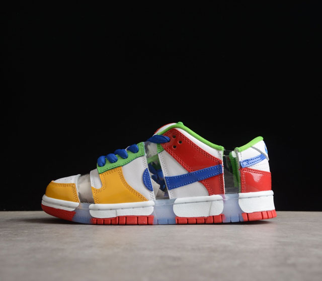 Nike eBay x SB Dunk 红白黄绿切断彩色拼接 货号 FD8777-100 尺码 36 36.5 37.5 38 38.5 39 40 40.5