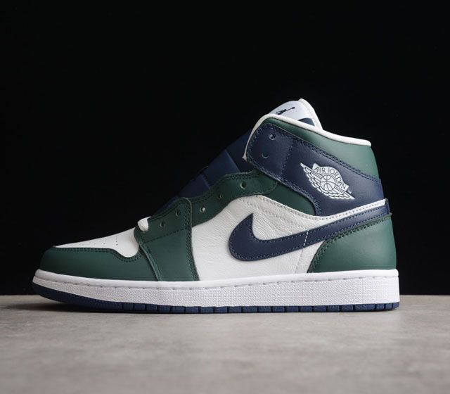 CJ版本 Air Jordan 1 Mid 海军蓝绿拼色 货号 DZ5326-300 中帮系列 全新批次 原装原模大底全鞋原 厂定制皮料 手感细腻正确折边工艺