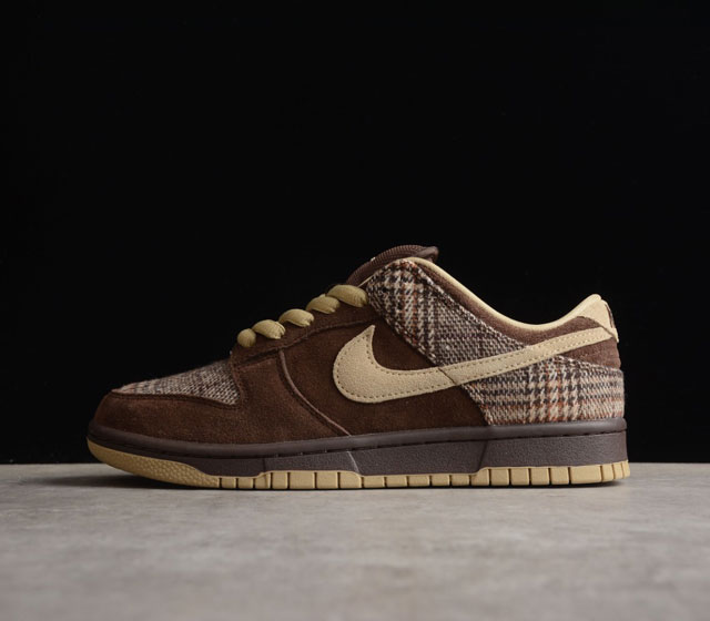 Nk SB Dunk Low 咖色格子布 SB扣碎篮板时尚休闲板鞋 304292-223 原楦原纸版开发数据 原楦原纸版开发 贝利原厂头层皮革材质 内置Sol