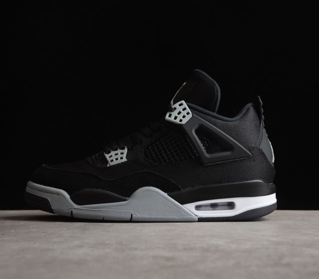 Air Jordan 4 Retro Olive Canvas AJ4 乔4黑灰牛仔 男子文化篮球鞋 鞋面采用黑色帆布材质打造 而并非最初的深棕色 并且在细节