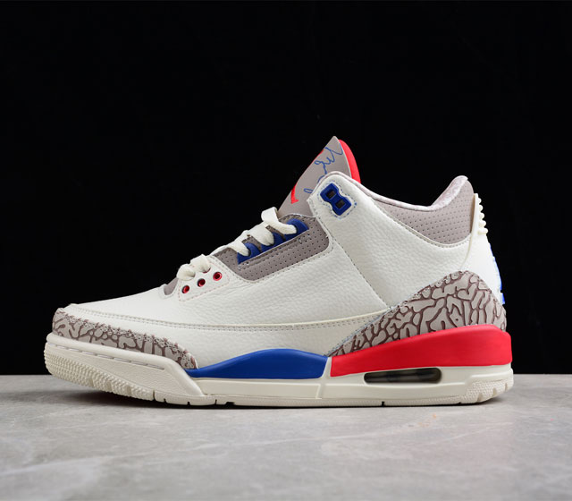 Air Jordan 3 Retro AJ3 乔3白红蓝爆裂纹 篮球鞋 136064-140 尺码 40 40.5 41 42 42.5 43 44 44.5