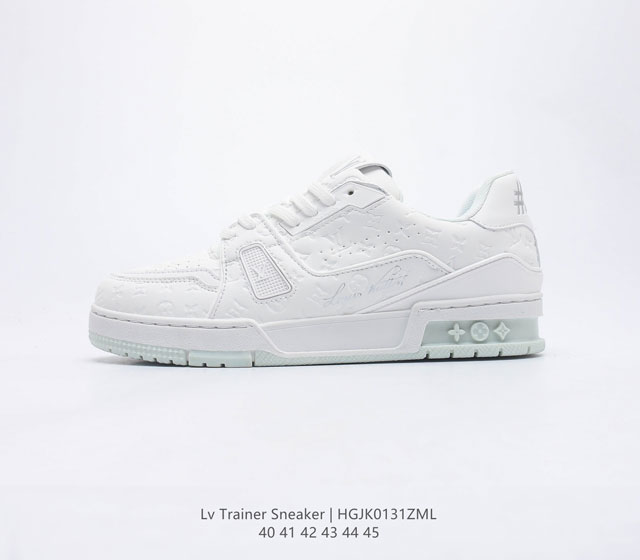 全新LV路易威登Louis vuitton Trainer Sneaker Low 低帮复古休闲运动文化百搭篮球板鞋 致TPR光泽鞋底超软脚感乳胶材质驴的篮球