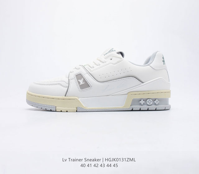 全新LV路易威登Louis vuitton Trainer Sneaker Low 低帮复古休闲运动文化百搭篮球板鞋 致TPR光泽鞋底超软脚感乳胶材质驴的篮球