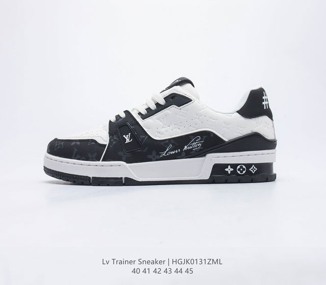 全新LV路易威登Louis vuitton Trainer Sneaker Low 低帮复古休闲运动文化百搭篮球板鞋 致TPR光泽鞋底超软脚感乳胶材质驴的篮球