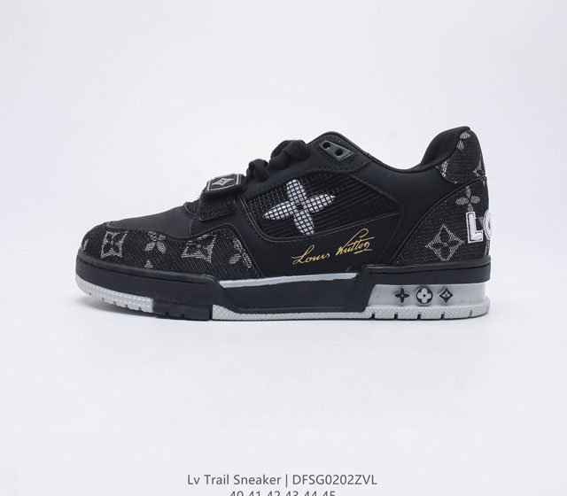 全新LV男士运动鞋 路易威登Louis vuitton Trail Sneaker Low休闲运动文化百搭篮球板鞋 原装一致TPR光泽鞋底#耐弯折滴塑支持片#