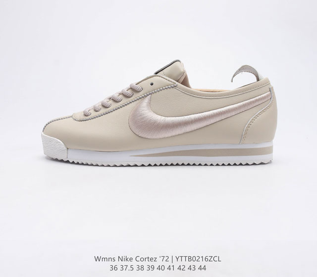 耐克Nike Wmns Cortez 72阿甘科特斯系列复古百搭慢跑鞋 Nike cortez 72在经典复古鞋型的基础上 采用白色优质皮革来打造鞋身 在鞋身