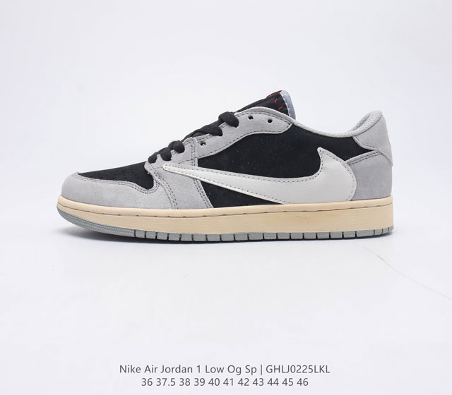 二层皮 耐克 NIKE Air Jordan 1 Low OG Sp 倒勾 低帮篮球鞋 AJ1 乔丹1代 aj1 乔1 反向脚趾复古运动鞋 亮点之处在于鞋侧的倒