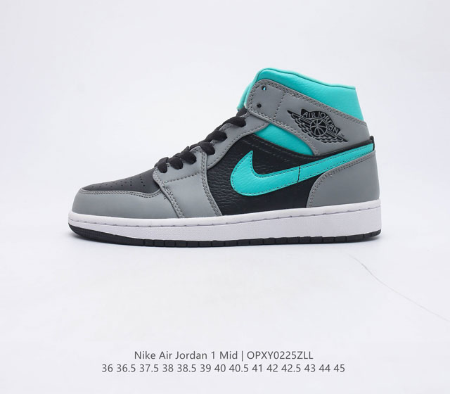 特价 二层皮 耐克 NIKE AIR JORDAN 1 MID AJ1乔1运动鞋复古休闲篮球鞋 高帮设计 提高了与足部的贴合度 给人不一样的穿着体验 高帮的设