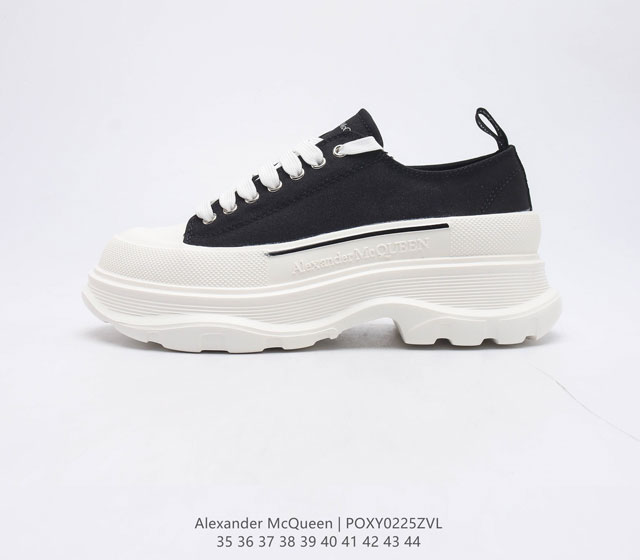 意大利高奢品牌-亚历山大 麦昆Alexander McQueen sole sneakers低帮时装厚底显高百搭休闲松糕鞋厚底增高帆布鞋 新款 官方同步发售