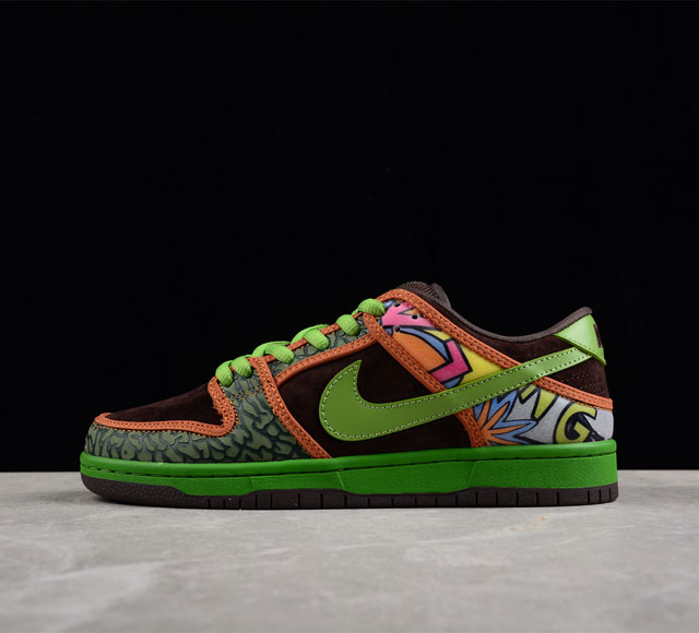 Nike SB Dunk Low De La Soul 扣篮系列低帮休闲运动滑板板鞋 棕绿太阳花 789841-332 尺码 36 36.5 37.5 38