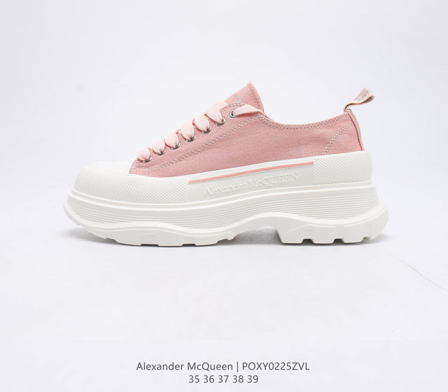 意大利高奢品牌 亚历山大 麦昆Alexander McQueen sole sneakers低帮时装厚底显高百搭休闲松糕鞋厚底增高帆布鞋 新款 官方同步发售