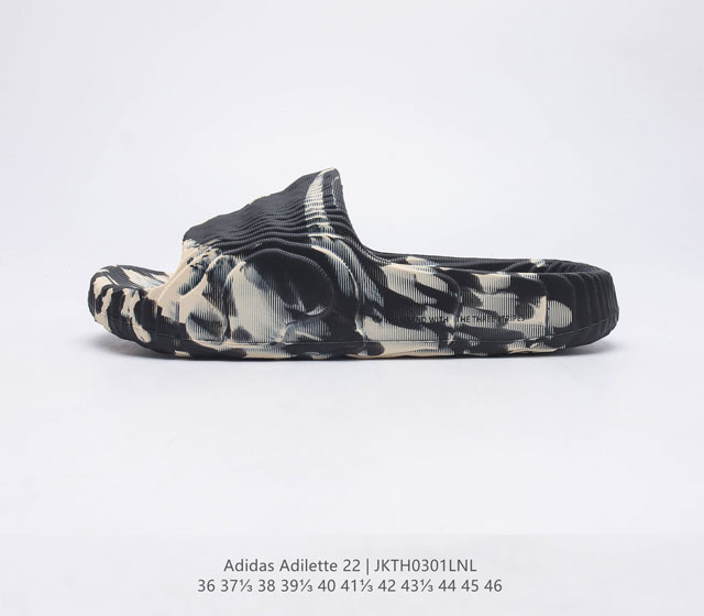 夏季新品 阿迪达斯Adidas Original Adilette 22 Slide 莱特22代系列 山脊造型椰子风沙滩涉水百搭运动穿搭拖鞋ADILETTE 2