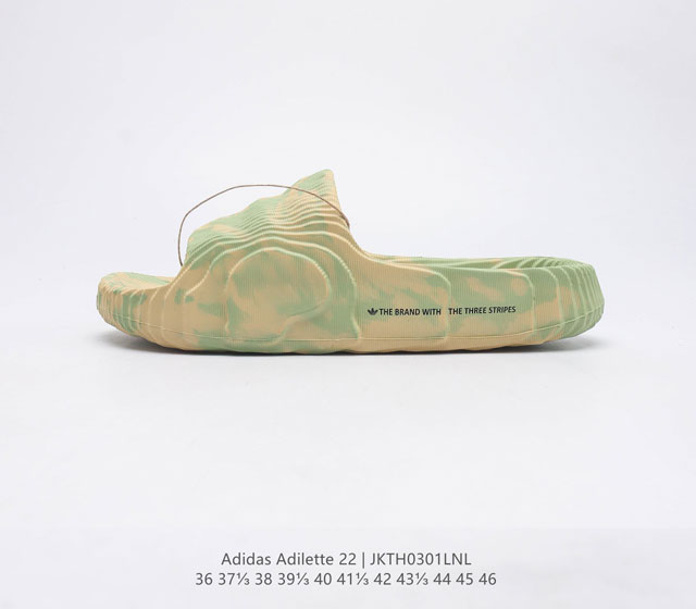 夏季新品 阿迪达斯Adidas Original Adilette 22 Slide 莱特22代系列 山脊造型椰子风沙滩涉水百搭运动穿搭拖鞋ADILETTE 2