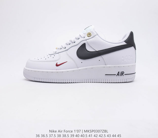 公司级NK Air Force 1 07 40th Anniversary White Black 空军一号经典低帮百搭休闲运动板鞋 皮革白黑金40周年 货号