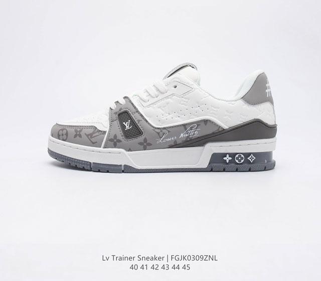 全新LV路易威登Louis vuitton Trainer Sneaker Low 低帮复古休闲运动文化百搭篮球板鞋 致T编码 FGJK0309ZNL