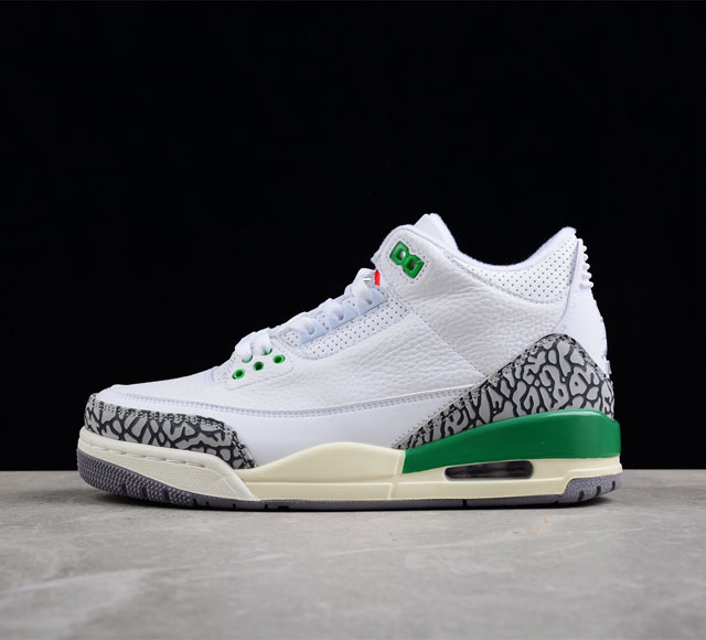 Air Jordan 3 Retro Lucky Green AJ3 乔3白绿水泥 CK9246 136 鞋款鞋面同样采用大面积白色覆盖 鞋头 后跟部分同样搭