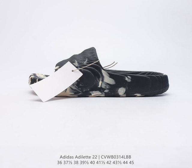 夏季新品 阿迪达斯Adidas Original Adilette 22 Slide 莱特22代系列 山脊造型椰子风沙滩涉水百搭运动穿搭拖鞋ADILETTE 2