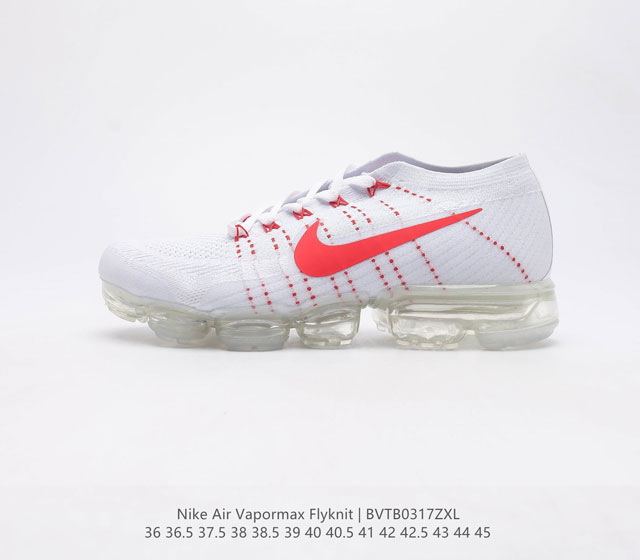 耐克 NIKE Air VaporMax Flyknit 轻盈透气针织男女气垫跑步鞋 回弹缓冲休闲鞋 防滑 减震 耐磨 轻便 外露式360度全掌MAX气垫 适