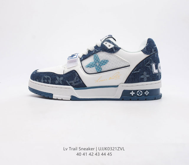 全新LV路易威登Louis vuitton Trail Sneaker Low高帮休闲运动文化百搭篮球板鞋 致TPR光泽鞋底超软脚感乳胶材质驴的篮球鞋 码数