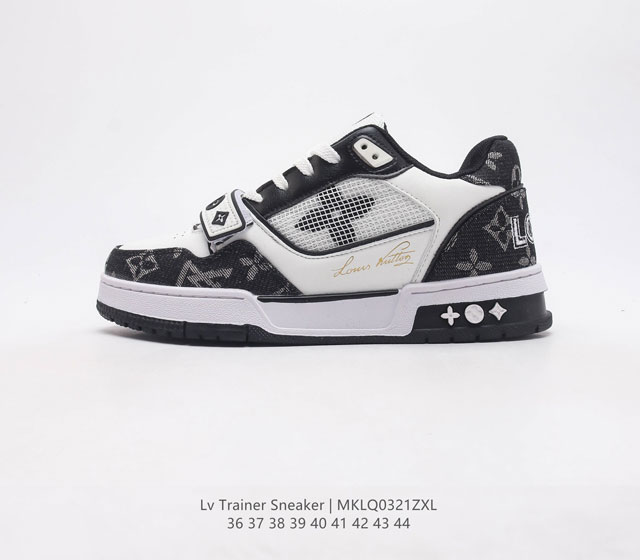 全新LV路易威登Louis vuitton Trainer Sneaker Low 低帮复古休闲运动文化百搭篮球板鞋 致TPR光泽鞋底超软脚感乳胶材质驴的篮球