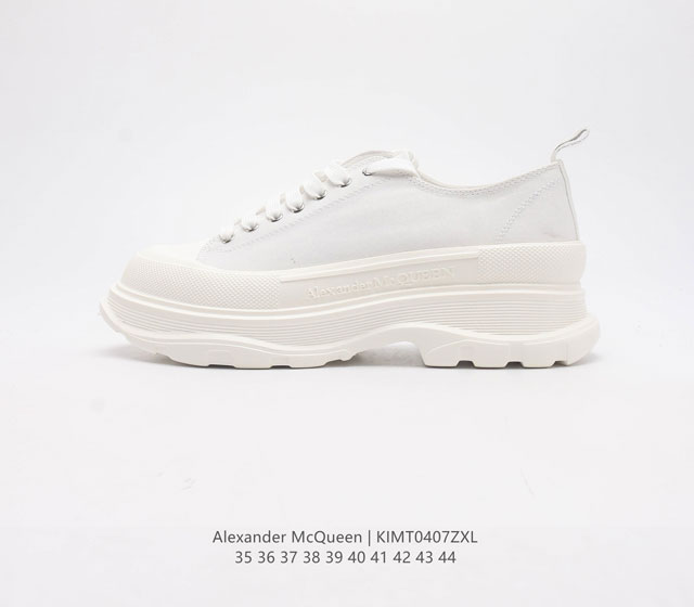 意大利高奢品牌-亚历山大 麦昆Alexander McQueen sole sneakers低帮时装厚底显高百搭休闲松糕鞋厚底增高帆布鞋 新款 官方同步发售