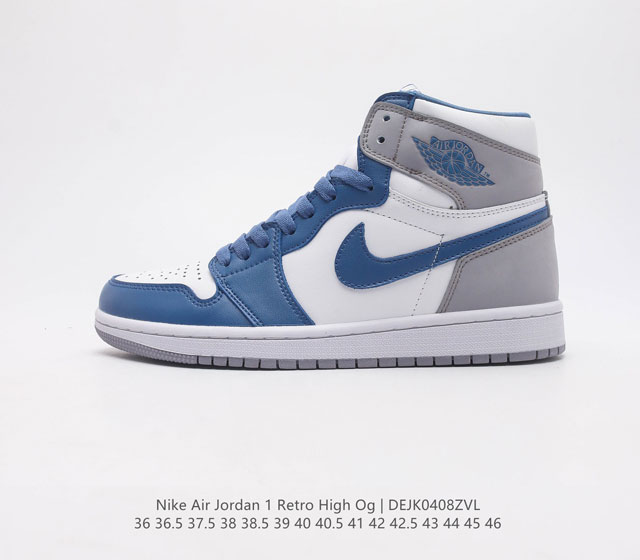 真标 耐克 Nike Air Jordan 1 Retro High OG 乔丹一代篮球鞋复刻运动鞋 皮面高帮板鞋的设计灵感源自运动夹克 带你重温入选球队时刻