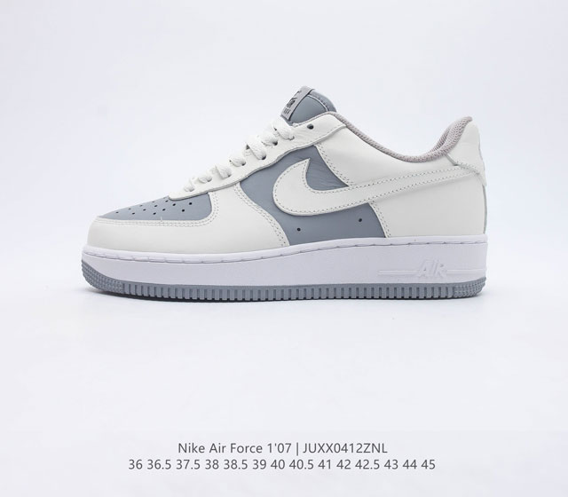 Nike Air Force 1 Low 白灰拼接 空军一号低帮百搭休闲运动板鞋 柔软 弹性十足的缓震性能和出色的中底设计 横跨复古与现代的外型结合 造就出风