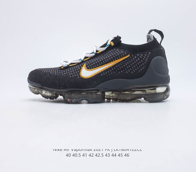 耐克 Nike Air VaporMax 2021 FK 全掌缓震气垫跑鞋时尚运动鞋男 采用弹力十足的 Flyknit 材料 轻盈透气 易于穿搭 搭配柔软鞋口