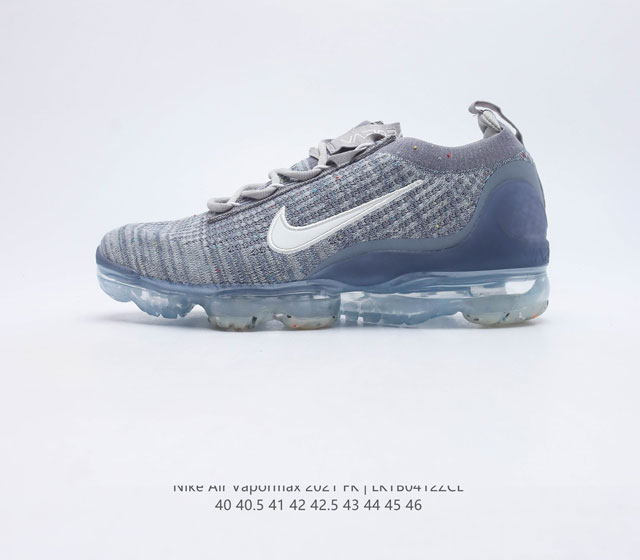 耐克 Nike Air VaporMax 2021 FK 全掌缓震气垫跑鞋时尚运动鞋男 采用弹力十足的 Flyknit 材料 轻盈透气 易于穿搭 搭配柔软鞋口