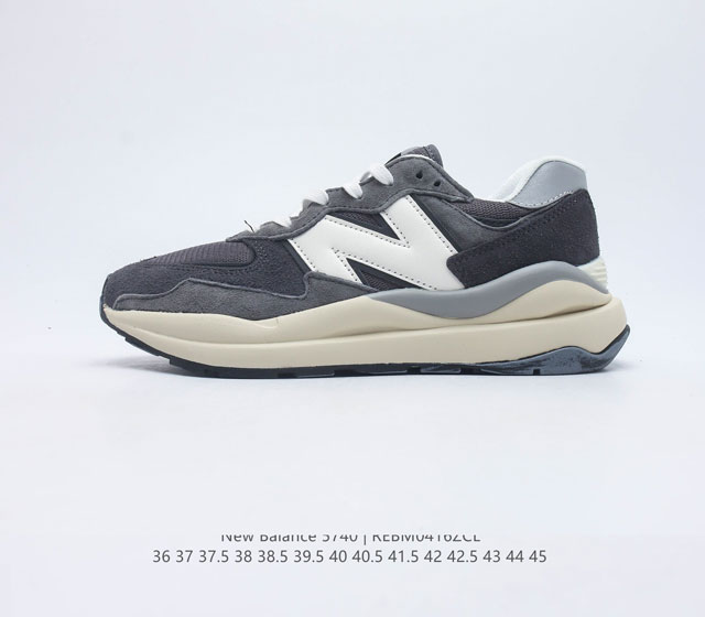 公司级New Balance NB5740系列 凭借多种严选的优质素材重塑出让人耳目一新又充满层次感的革新中低结构 为呼应90年代的巨大化潮流 鞋侧也点题采用