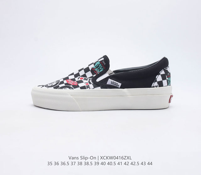 万斯 Vans Classic Slip-On 范斯经典棋盘格低帮百搭一脚蹬休闲板鞋 码数 35-44 硫化半码 编码 XCKW0416