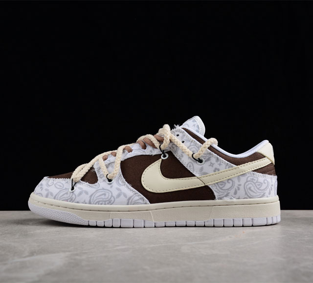 Nk Dunk Low ESS 反转腰果花 微工业 定制版解构绑带休闲板鞋 DJ9955-100 尺码 36 36.5 37.5 38 38.5 39 40