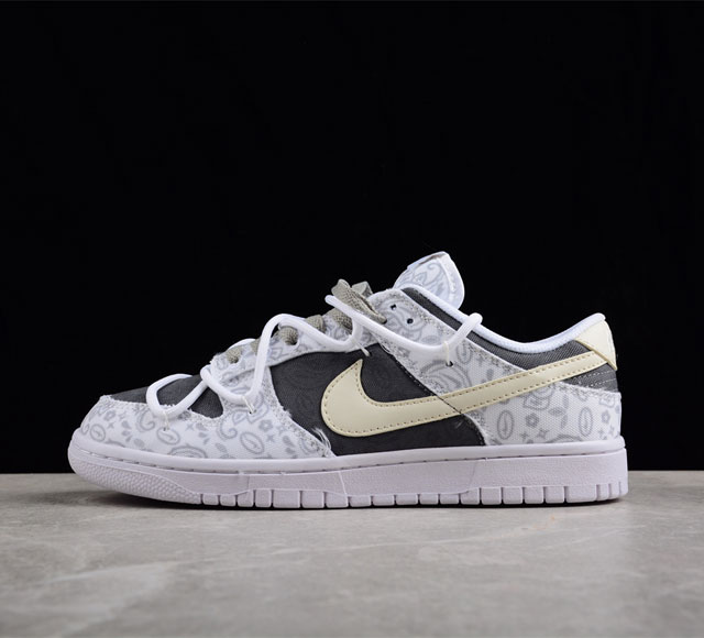 Nk Dunk Low ESS 反转腰果花 微工业 定制版解构绑带休闲板鞋 DJ9955-100 尺码 36 36.5 37.5 38 38.5 39 40