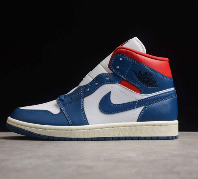 CJ版本纯原 Air Jordan 1 Mid French Blue AJ1 乔1红蓝拼接 法国国旗 中帮篮球鞋 BQ6472-146 尺码 35.5 36