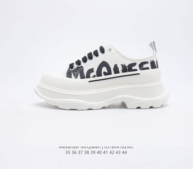 意大利高奢品牌-亚历山大 麦昆Alexander McQueen sole sneakers低帮时装厚底显高百搭休闲松糕鞋厚底增高帆布鞋 新款 官方同步发售