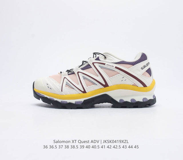 公司级Salomon XT-Quest ADV Beige 萨洛蒙 探索者系列户外越野跑鞋 #鞋面采用SENSIFIT贴合技术 全方位贴合包裹脚型 鞋跟部鞋底