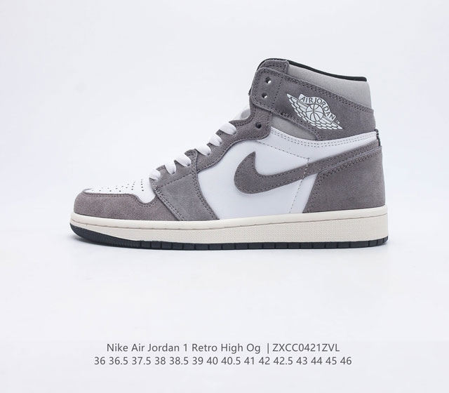 头层皮 耐克 Nike Air Jordan 1 Retro High OG 乔丹一代篮球鞋复刻运动鞋 皮面高帮板鞋的设计灵感源自运动夹克 带你重温入选球队时