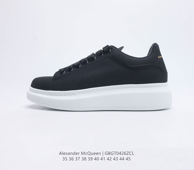 热销经典款 AlexanderMcQueen 亚历山大 麦昆MCQ 情侣款运动小白鞋厚底增高闪尾光滑牛皮平底鞋休闲鞋 时尚男女板鞋潮运动鞋 火爆到大街小巷无人