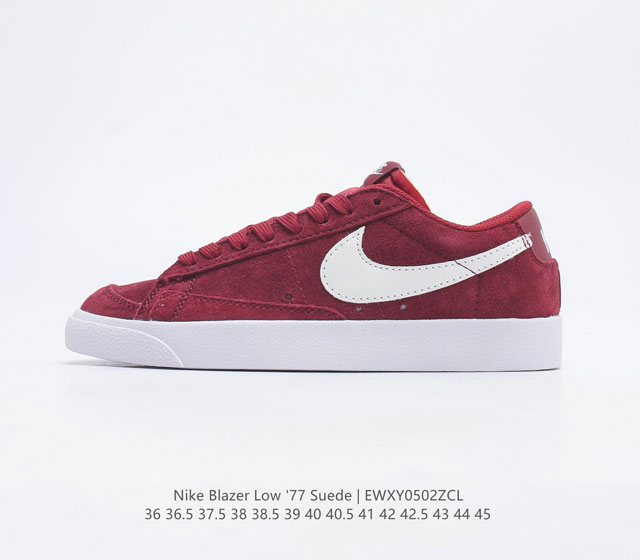 耐克NikeBlazer Low 1977VNTG经典开拓者低帮百搭休闲复古运动板鞋 采用华美翻毛皮细节 彰显出众个性风采 复古 Swoosh 和柔软鞋口设计