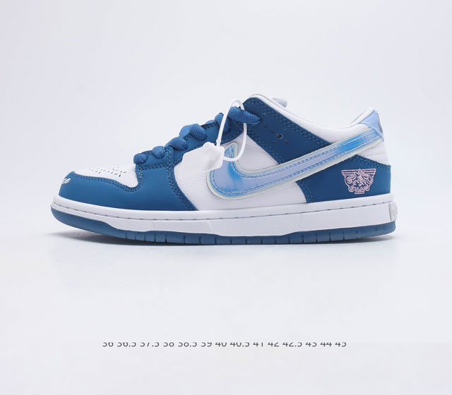 Born x Raised x Nike Dunk SB Low Release Date 耐克 SB 低帮 三方联名蓝白色 鞋身整体以优质的白色荔枝皮为底