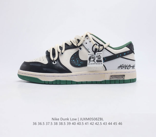 绑绳Off-White解构风定制 耐克Nike SB Dunk Low Miami Hurricanes 扣篮系列低帮休闲运动滑板板鞋 黑白绿橙星际迷航绑绳