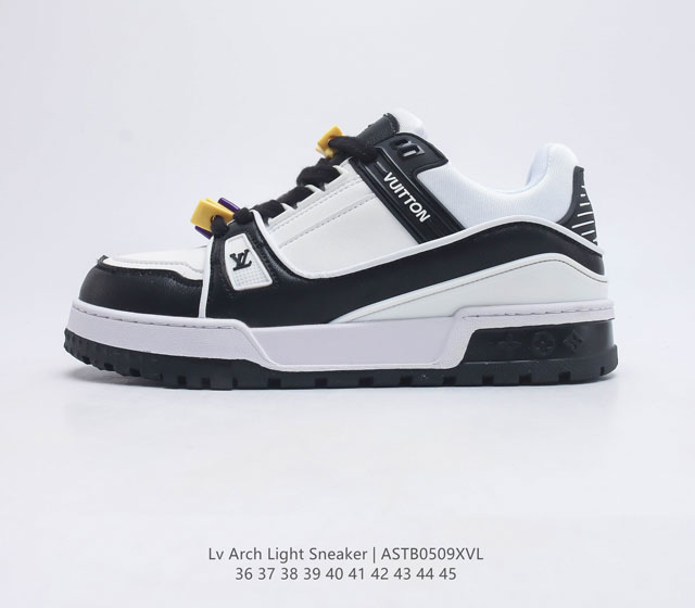 芯片版 路易威登Louis Vuitton Arch light Sneakers LV真皮拼色减震网面运动弓型舞蹈复古老爹运动鞋 原装配件5D效果礼盒及全套