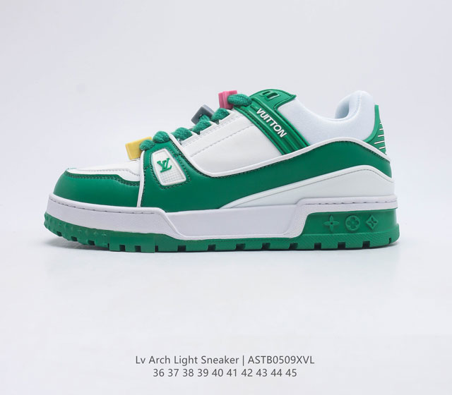 芯片版 路易威登Louis Vuitton Arch light Sneakers LV真皮拼色减震网面运动弓型舞蹈复古老爹运动鞋 原装配件5D效果礼盒及全套