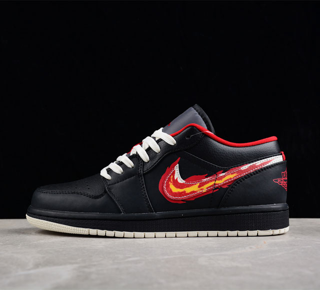 Air Jordan 1 Low Flaming Swoosh AJ1 乔1黑红火焰 FJ7073-010 尺码 36 36.5 37.5 38 38.5 3