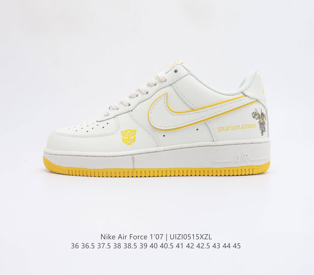 空军 白黄色 大黄蜂 变形金刚 印花 DIY Air Force 1 07 Low 原楦头原纸板 纯正空军版型 专注外贸渠道 全掌内置蜂窝气垫 原盒配件 原厂