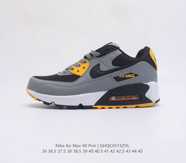 真标耐克Nike Air Max 90 经典复古小气垫缓震跑鞋 鞋面由皮革和织物打造 犀利的条线打造出酷劲十的足视觉效果 织物面增强透气性 穿着极为舒适 经典