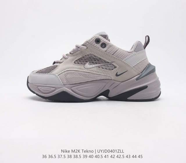 耐克 Nike M2K Tekno 男女子运动鞋厚底老爹鞋经典复古休闲慢跑鞋 从 Monarch 系列汲取灵感 以太空时代细节演绎未来风范 分层鞋面借鉴自元年