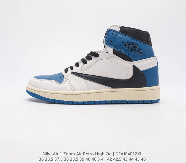 耐克 Nike Air Jordan 1 High zoom air 乔丹一代篮球鞋复刻运动鞋 皮面高帮板鞋的设计灵感源自运动夹克 带你重温入选球队时刻 采用