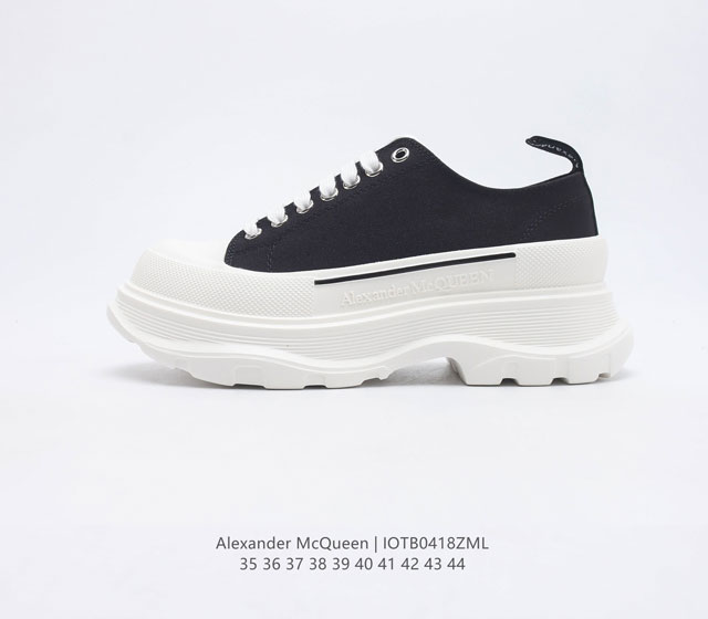 意大利高奢品牌 亚历山大 麦昆Alexander McQueen sole sneakers低帮时装厚底显高百搭休闲松糕鞋厚底增高帆布鞋 新款 官方同步发售